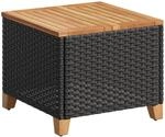 vidaXL Gartentisch Schwarz 45x45x37 cm Poly Rattan Akazienholz 366325
