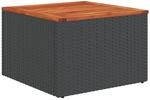 vidaXL Gartentisch Schwarz 55x55x37 cm Poly Rattan und Akazienholz 365975