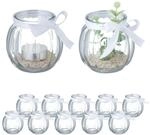 Relaxdays Windlicht Glas Transparent 12er Set 7,5 cm x 7,5 cm