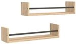 vidaXL Wandregale mit Stangen 2 Stk Sonoma-Eiche 60x16x14 cm 835435