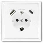 McPower Steckdose SHALLOW Wei&szlig; 1x USB C 18W mit Rahmen