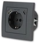 McPower FLAIR Schuko Steckdose Anthrazit mit USB C m Rahmen