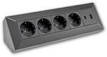 ChiliTec 4-Fach Steckdosenblock USB AC Schwarz 250V16A