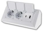 ChiliTec 2-Fach Steckdosenblock USB A&C Wei&szlig; mit Klappen