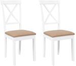 vidaXL Esszimmerst&uuml;hle mit Kissen 2 Stk Wei&szlig; Massivholz Gummibaum 4102408