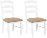vidaXL Esszimmerst&uuml;hle mit Kissen 2 Stk Wei&szlig; Massivholz Gummibaum 4102498