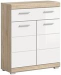 Standschrank Lambada 2-t&uuml;rig/1 Schubkasten Eiche Hell/Wei&szlig; Hochglanz 88 x 74 cm
