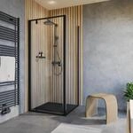 Schulte ExpressPlus Dreht&uuml;r mit Seitenwand Trend 2.0 Mattschwarz 200 cm x 90 cm