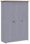 vidaXL Kleiderschrank 3-T&uuml;rig Grau 118&times;50&times;171,5 cm Kiefer Panama Serie