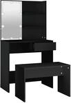 vidaXL Schminktisch-Set mit LED Schwarz Holzwerkstoff 3114108