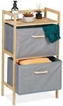 Relaxdays Badregal Bambus Natur mit 2 W&auml;schek&ouml;rben 76 cm x 43 cm x 27 cm 3,6 kg