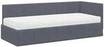 vidaXL Eckbettgestell mit Matratze Dunkelgrau 80 x 200 cm Samt 3393839