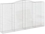 vidaXL Gabionen mit Hochbogen 2 Stk 400x50x220/240cm Verzinktes Eisen 3147074