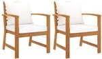 vidaXL Gartenst&uuml;hle 2 Stk mit Creme-Kissen Akazie Massivholz 311831