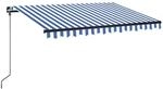 vidaXL Markise Manuell Einziehbar mit LED 350x250 cm Blau und Wei&szlig; 3069081