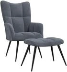 vidaXL Relaxsessel mit Hocker Dunkelgrau Samt Modell 5