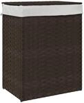 vidaXL W&auml;schekorb mit Deckel Dunkelbraun 46x33x60 cm Poly Rattan 372030