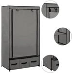 vidaXL Kleiderschrank Grau 87 x 49 x 159 cm Stoff
