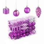 Relaxdays Weihnachtskugeln 72er Set Polystyrol Pink mit B&auml;ndchen 24 x 38 x 12 cm 780
