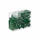 Relaxdays Weihnachtskugeln Polystyrol Dunkelgr&uuml;n 100er Set mit Aufbewahrungsbox