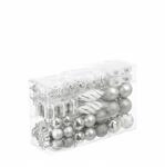 Relaxdays Weihnachtskugeln 72er Set Polystyrol Silber mit B&auml;ndchen 24 x 38 x 12 cm