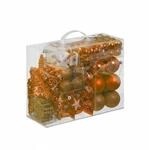 Relaxdays Weihnachtskugeln Polystyrol Orange 100er Set mit Aufbewahrungsbox