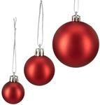 Relaxdays Christbaumkugeln 100er Set Kunststoff Rot Gl&auml;nzend Matt Glitzernd 3