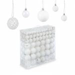 Relaxdays Weihnachtskugeln Kunststoff Wei&szlig; 150er Set 4 cm bis 7 cm