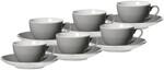 Ritzenhoff & Breker DOPPIO Kaffeetassen mit Untertasse 200 ml 6er Set Grau