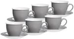 Ritzenhoff & Breker DOPPIO Milchkaffeetassen mit Untertassen 350 ml 6er Set Grau
