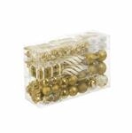 Relaxdays Weihnachtskugeln 72er Set Polystyrol Gold mit B&auml;ndchen 24 x 38 x 12 cm 780