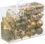 Relaxdays Weihnachtskugeln Polystyrol Champagner 100er Set mit Aufbewahrungsbox