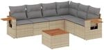 vidaXL 7-Tlg Garten-Sofagarnitur mit Kissen Beige Poly Rattan 3226850