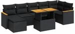 vidaXL 8-Tlg Garten-Sofagarnitur mit Kissen Schwarz Poly Rattan 3327513