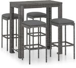 vidaXL 5-tlg Gartenbar-Set mit Kissen Poly Rattan Grau Modell 4