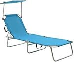 furnicato Klappliege mit Sonnendach Blau Aluminium