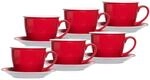 Ritzenhoff & Breker DOPPIO Milchkaffeetassen mit Untertassen 350 ml 6er Set Rot