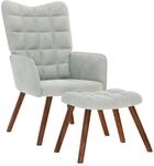 vidaXL Relaxsessel mit Hocker Hellgrau Samt 4016821
