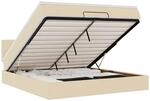 vidaXL Ottoman-Bett mit Matratze und LEDs Creme 160x200 cm Stoff 3312324