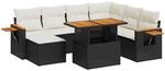 vidaXL 8-Tlg Garten-Sofagarnitur mit Kissen Schwarz Poly Rattan 3273632