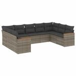 vidaXL 9-Tlg Garten-Sofagarnitur mit Kissen Grau Poly Rattan 3226277