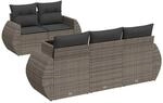 vidaXL 6-Tlg Garten-Sofagarnitur mit Kissen Grau Poly Rattan 3253437