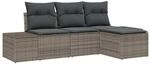vidaXL Garten-Sofa-Set 4-Tlg Grau Poly Rattan 3347009