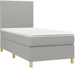 vidaXL Boxspringbett mit Matratze & LED Hellgrau 90x200 cm Stoff 3135245