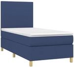 vidaXL Boxspringbett mit Matratze Blau 90x190 cm Stoff 3142143