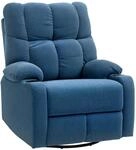 HOMCOM Relaxsessel mit Liegefunktion Polyester Stahl Blau 88L x 96B x 108H cm