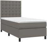 vidaXL Boxspringbett mit Matratze & LED Grau 80x200 cm Kunstleder 3135913