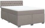 vidaXL Boxspringbett mit Matratze Taupe 160x200 cm Stoff 3285950