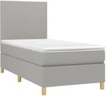 vidaXL Boxspringbett mit Matratze Hellgrau 90x200 cm Stoff 3142145