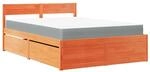 vidaXL Bett mit Schubladen und Matratze Wachsbraun 140x190 Massivholz2010876